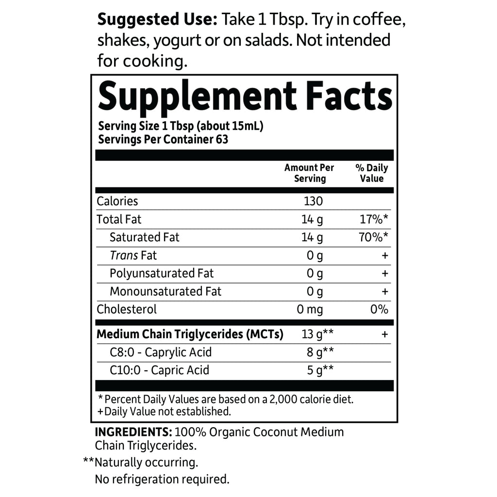 Garden of Life Dr. Formulated Brain Health 100% Organic Coconut MCT Oil 32 fl oz Unflavored, 13g MCTs, Body & Brain Fuel, Certified Non-GMO Vegan & Gluten Free, Hexane-Free