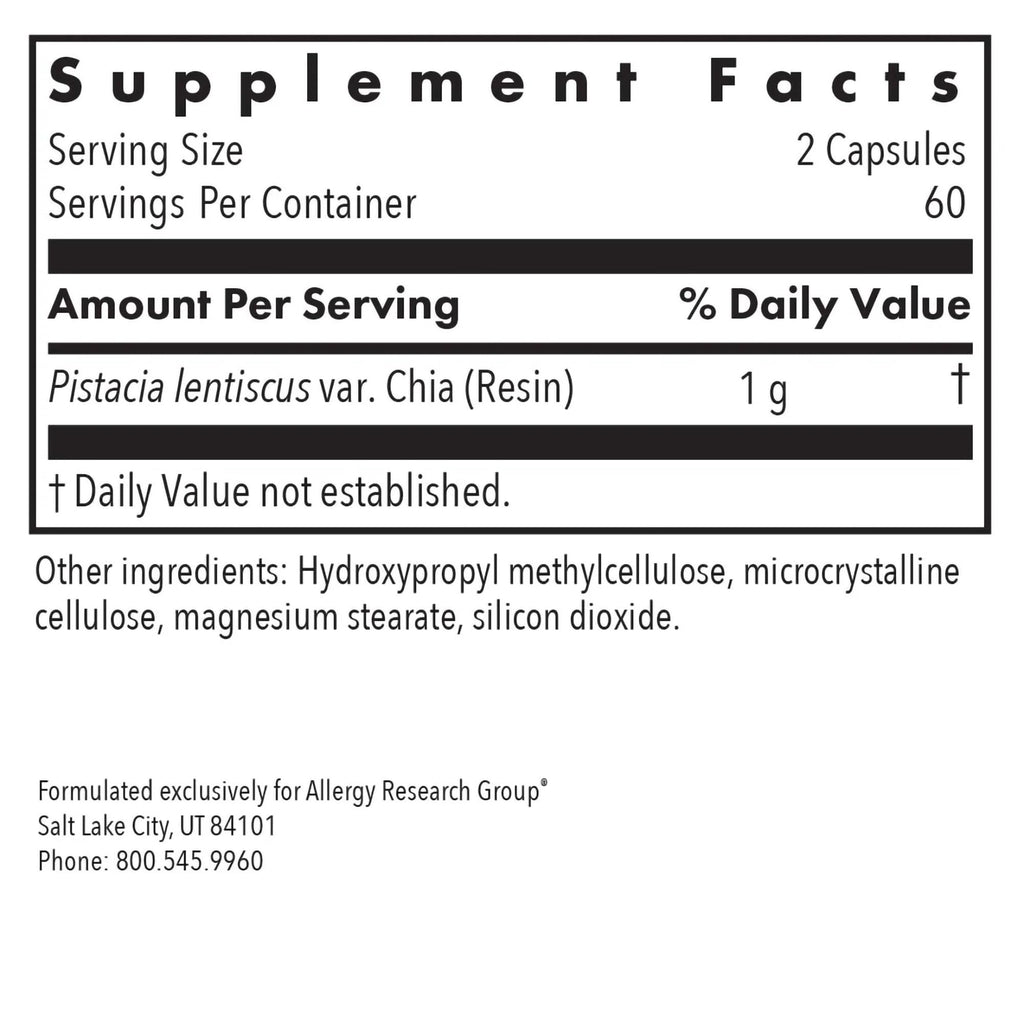 Allergy Research Group ARG Mastica Digestive Support - Supports Digestive Comfort - Delivers 1000 mg Chios Mastic Gum Resin per Serving - Vegetarian & Hypoallergenic - 60 Servings - 120 Capsules