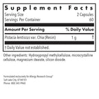 Allergy Research Group ARG Mastica Digestive Support - Supports Digestive Comfort - Delivers 1000 mg Chios Mastic Gum Resin per Serving - Vegetarian & Hypoallergenic - 60 Servings - 120 Capsules