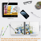 Ohuhu 8.3"x8.3" Mix Media Pad Art Sketchbook 62 Sheets for Painting Drawing
