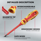 1000V Insulated Electrician Screwdriver Set - 13-Piece Professional Electrical Screwdriver Set Insulation Handle CRV Steel Magnetic Phillips Slotted Pozi Torx Tips VDE & GS Certified