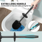 Toilet Brush and Holder 2 Pack, Toilet Bowl Brush with Extra Long Handle, Toilet Scrubber and Covered Holder, Toilet Brushes for Bathroom-Space Saving, Covered Brush, Durable, Deep Cleaning(Black)