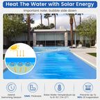 Goplus Pool Cover, 12 x 24 FT Solar Blanket 12 Mil with Carrying Bag for In-Ground and Above-Ground Swimming Pools, Rectangle Hot Tub SPA Thermal Blanket, Blue Bubble