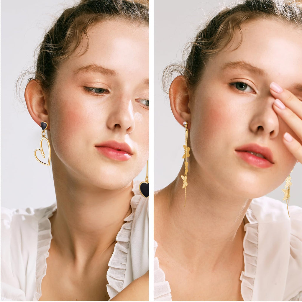 Funtopia Gold Dangle Earrings 68 Pairs Fashion Statement Earring for Women