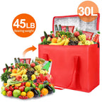 Bodaon 5-Pack Cooler Insulated Food Delivery Bag, X-Large Bags for Grocery/Catering/Shopping, Rideshare Delivery Bag, Thermal Hot Pizza, Large Cold and Frozen Accessories, XL Tote, Red