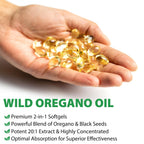 Oregano Oil Capsules Organic, (2 Pack) Oil of Oregano with Black Seed Oil, 2 in 1 6000mg, Natural Defense Supplement, Non-GMO, Easy to Swallow