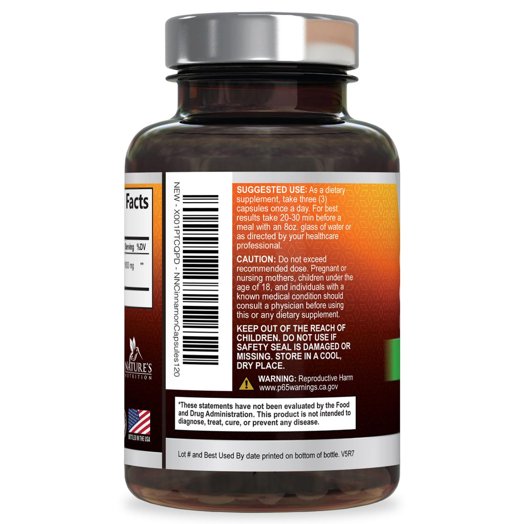Organic Ceylon Cinnamon Supplement 1800mg Per Serving - Extra Strength Certified Organic Ceylon Cinnamon Powder Pills - Energy & Heart Support Antioxidant for Women & Men, Bottled USA - 120 Capsules