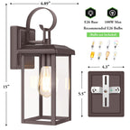 BesLowe 2-Pack Outdoor Wall Light Fixtures, 15" Exterior Lighting Fixtures Wall Mount, Waterproof Porch Lights Outdoor Wall Sconces Lanterns, Modern Outside Lights for House Front Door Garage, Brown