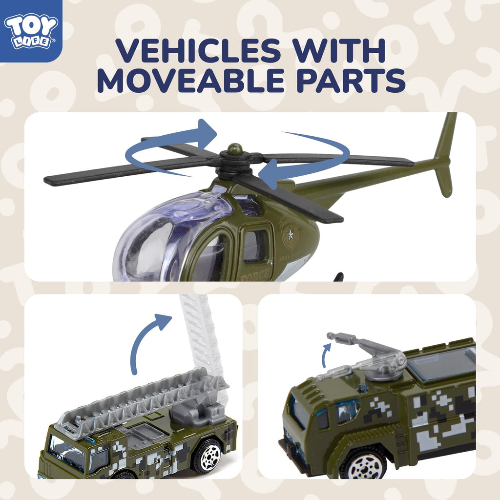 TOY Life Army Men Action Figures Toys Plastic, Toy Soldiers for Boys with Helicopter, Green Military Playset