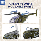 TOY Life Army Men Action Figures Toys Plastic, Toy Soldiers for Boys with Helicopter, Green Military Playset