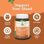 Vegan Thyroid Support Gummies with Sea Moss - Thyroid Support Gummies for Comprehensive Support for Men and Women with Iodine Selenium and Other Potent Vitamins - Gelatin-Free Non-GMO - 90 Count