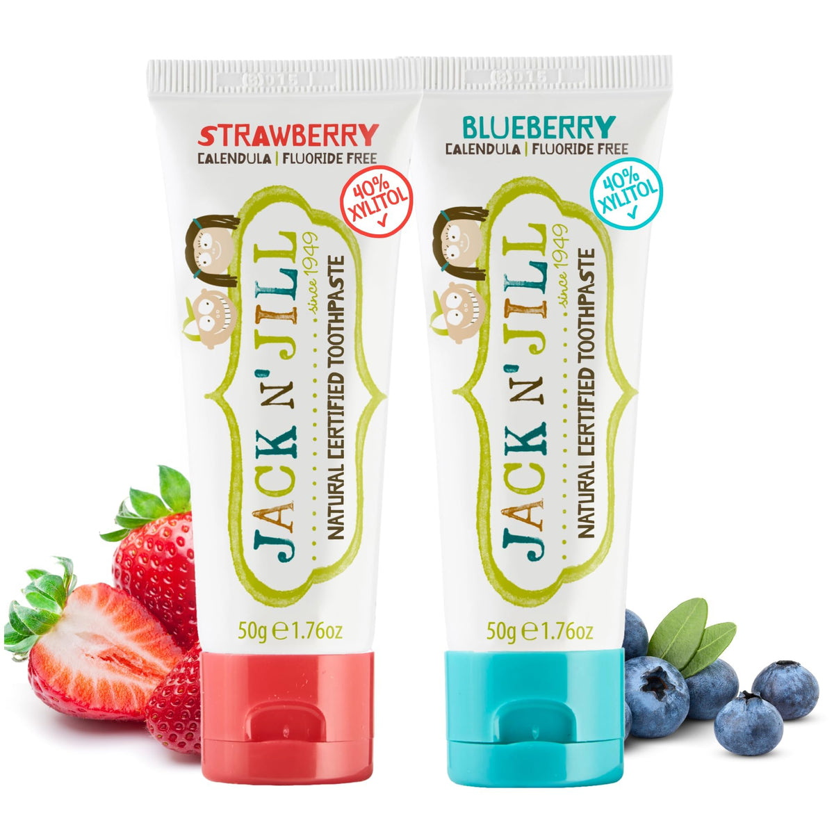 Jack N Jill Kids Toothpaste, Fluoride Free, Strawberry & Blueberry, 1.76 oz
