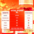 (3 Pack) Vital Pump XL Gummies, Official VitalPumpXL Gummys with All Natural Ingredients, Advanced Formula Support Supplement with Max Strength Premium Vitamins for Your Active Lifestyle (180 Gummies)