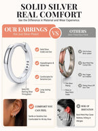 FaithHeart Solid 925 Sterling Silver Huggie Hoop Earrings for Women, 8mm