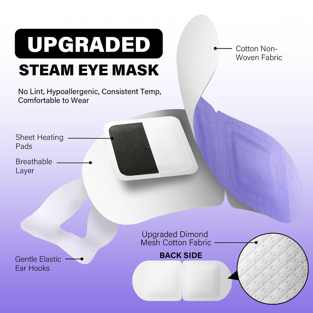 eyevana, 16 Packs Steam Eye Mask, Extra Deep Heat for Dry Eyes, Fast Relief for Irritation, Stye, Puffy Sensitive Eyes and Eye Strain, Disposable Self Heating Warm Compress (Ultra-Soft Lavender)