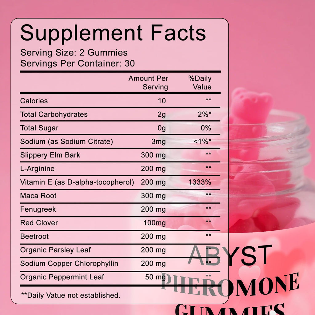 ABYST Pheromone Gummies for Women – 60 Count, Strawberry Flavor – Vegan, Gluten-Free, Non-GMO – Social & Confidence Support (1)