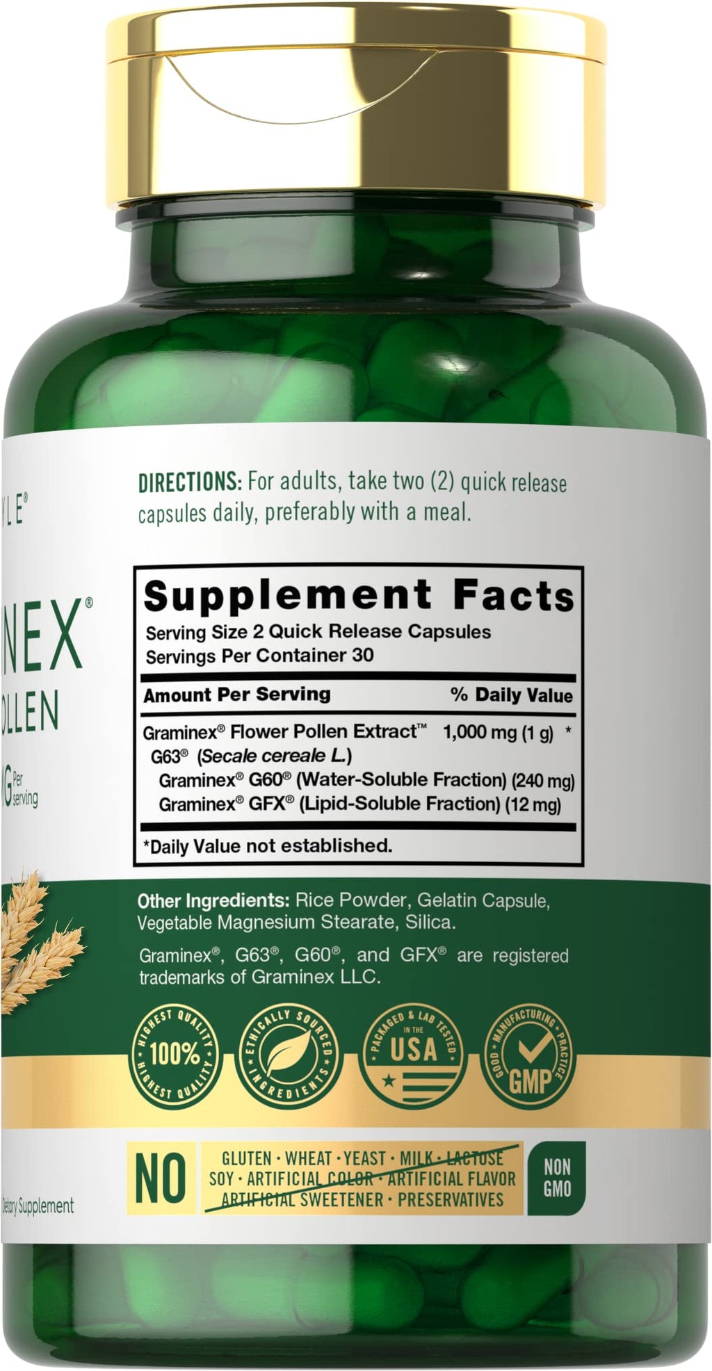 Carlyle Graminex Flower Pollen Extract | 1000 mg | 60 Capsules | Non-GMO & Gluten Free Supplement