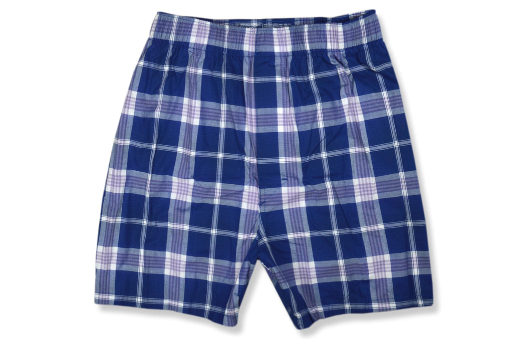 Banana Republic Mens 100% Organic Cotton Elastic Waistband 3 Pack Boxers Mixed, (Medium, Blue Double Plaid)