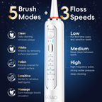 OILSAO Electric Toothbrush with Water Flosser Combo in One, Professional Flossing Toothbrush for Teeth Cleaning and Flossing, Plaque Removal, Rechargeable,5 Brush Modes & 3 Flossing Speeds,500ML,White