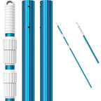 CKE Upgraded 16.5 Feet Thicken 1.3mm Blue Aluminum Telescoping Swimming Pool Pole,Adjustable 3 Piece Expandable Step-Up,Attach Connect Skimmer Net,Rakes,Brushes,Vacuum Head with Hoses, Universal 1.25"