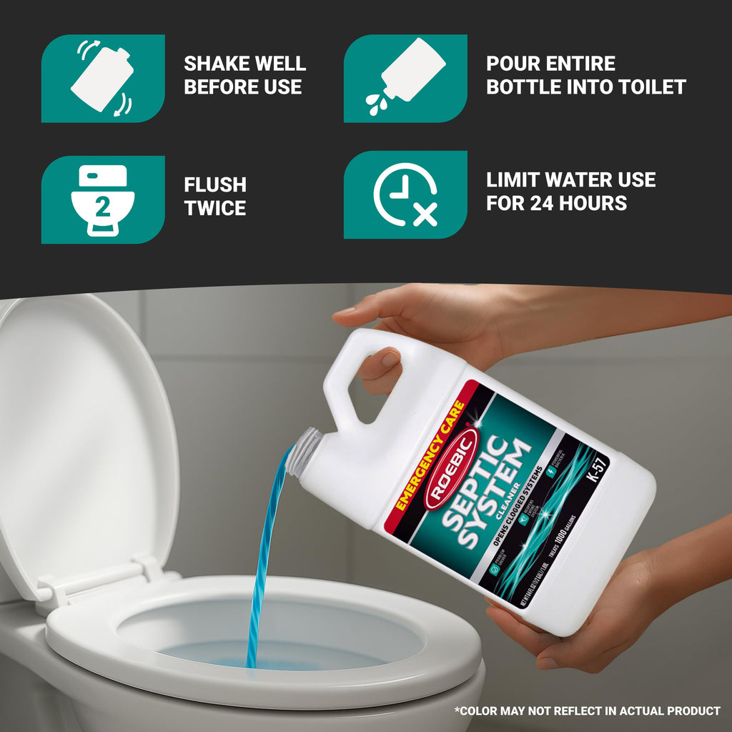 Roebic K-57-H K-57-H-3 Septic System Treatment: 1/2 Gallon, Clears Clogs, Restores Flow, Maintains Septic Systems for Optimal Performance