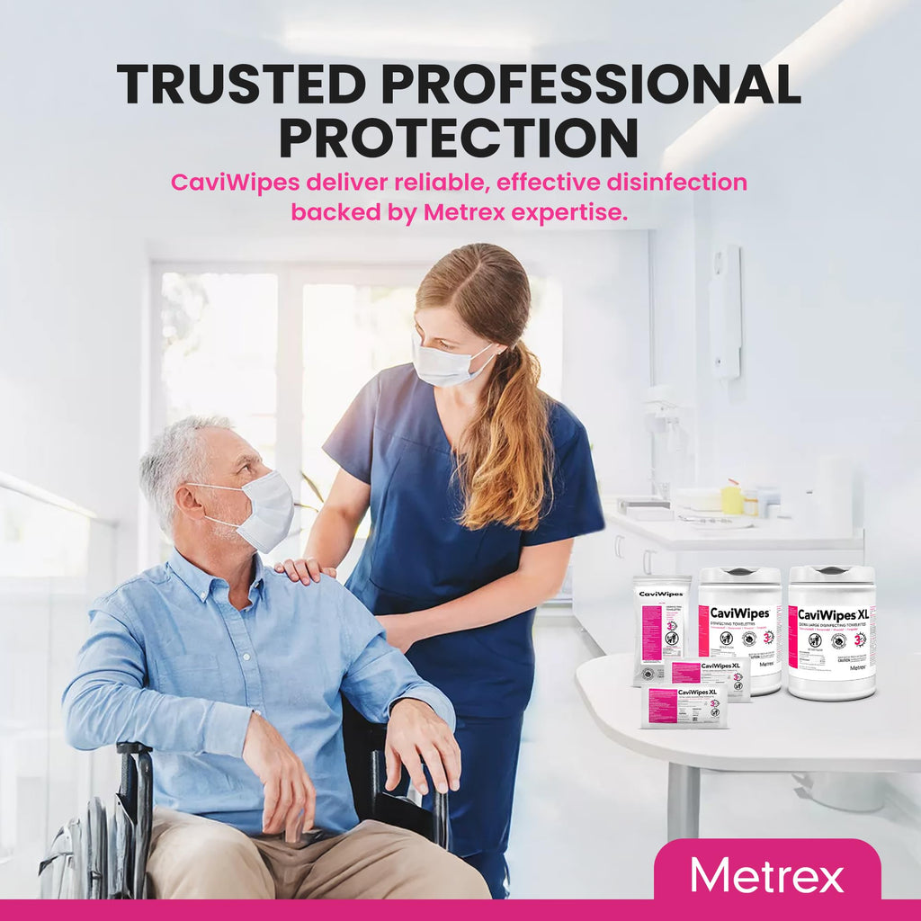 Metrex CaviWipes Disinfecting Towelettes – Durable Non-Woven Disinfecting Wipes for Hard, Non-Porous Surfaces in Healthcare & Laboratory, Pre-Saturated with CaviCide – 45 Wipes/Flat Pack (20 Packs)