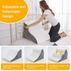 Wedge Pillow Set for After Surgery – 4PCS Orthopedic Bed Wedge Pillows for Sleeping – Adjustable Memory Foam Triangle Support for Back Pain Relief, Acid Reflux & Recovery (Grey)