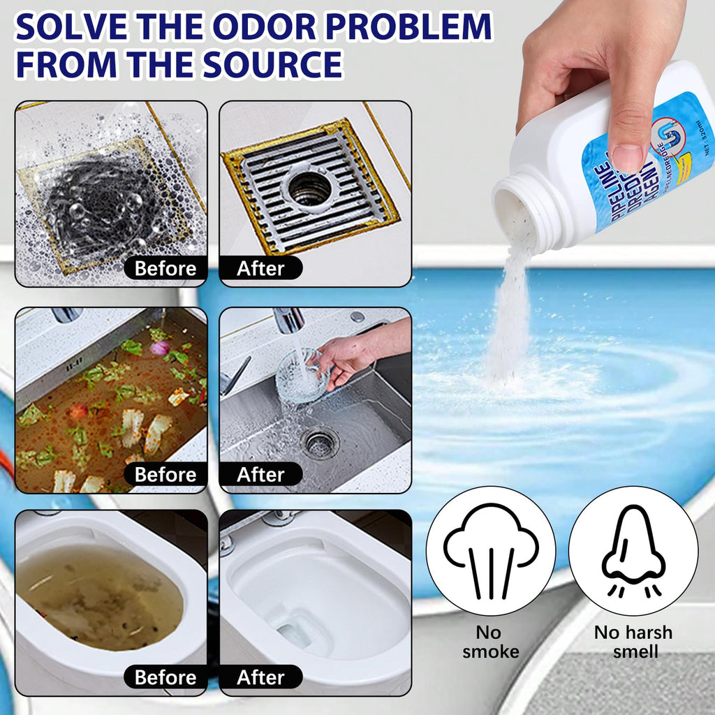 Powerful Pipe Dredging Agent,Pipeline Dredging Agent,Powerful Quick Cleaning Drain,Kitchen Sink Drains and Pipe Cleaner,for Kitchen Bathroom Toilet (2Pcs)