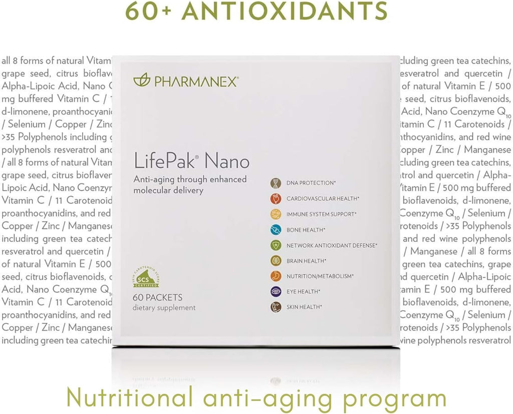 Nu Skin Pharmanex LifePak Nano | Daily Supplement with Essential Nutrients | Boosts Overall Health, Immunity, and Vitality | Convenient & On-the-Go Nutrient Packets for Active Lifestyles | 60 Packets