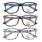 FEIVSN 3 Pack Bifocal Reading Glasses for Women Men Bi-focal Readers PC Frame Fixed Hinge Dual Focal Clear Top Eyewear, +1.75