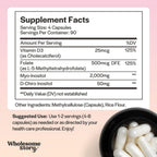 Myo-Inositol & D-Chiro Inositol Capsules with MTHF, Folate, Vitamin D | Support for Ovarian Function, Hormone Balance, & Homocysteine Levels | Fertility Supplements for Women | 360 Count 40:1 Ratio