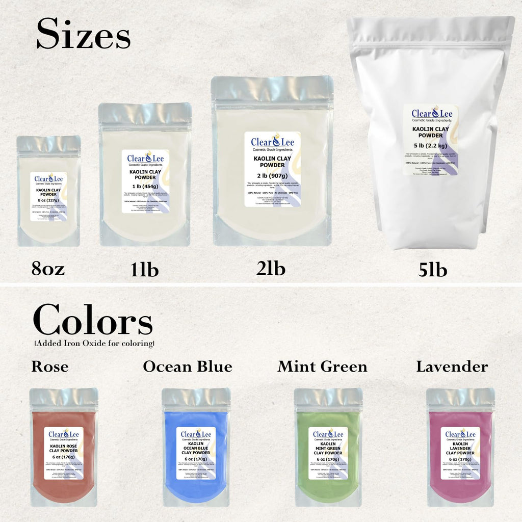 ClearLee Kaolin Clay Cosmetic Grade Powder - 100% Pure Natural Powder - Great For Skin Detox, Rejuvenation, and More - Heal Damaged Skin - DIY Clay Face Mask (5 LB)