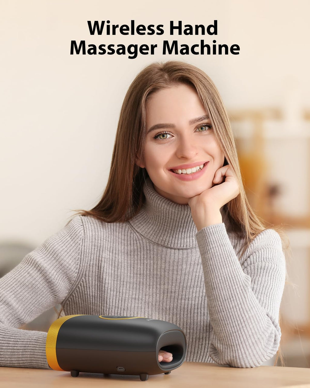 CINCOM - Upgraded Hand Massager for Arthritis Carpal Tunnel with Heat and Compression, 3 Modes, 3 Intensity, 2 Heat Levels, Birthday Gifts for Women Men (Black Gold)