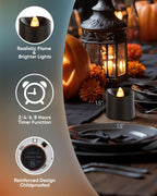Homemory 24Pack 400+Hour Remote Control Flameless Candles, 2/4/6/8H Timer Led Votive Candles, Battery Operated Tea Lights for Wedding Table Centerpiece, Holidays, Halloween Pumpkins-Black
