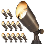 Gardencoin Solid Brass Outdoor Landscape Spotlights, 12V LED Low Voltage Landscape Lights for Garden and Yard, Bronze Heavy Duty Up Lighting Fixture Without MR16 Bulb, 12 Pack