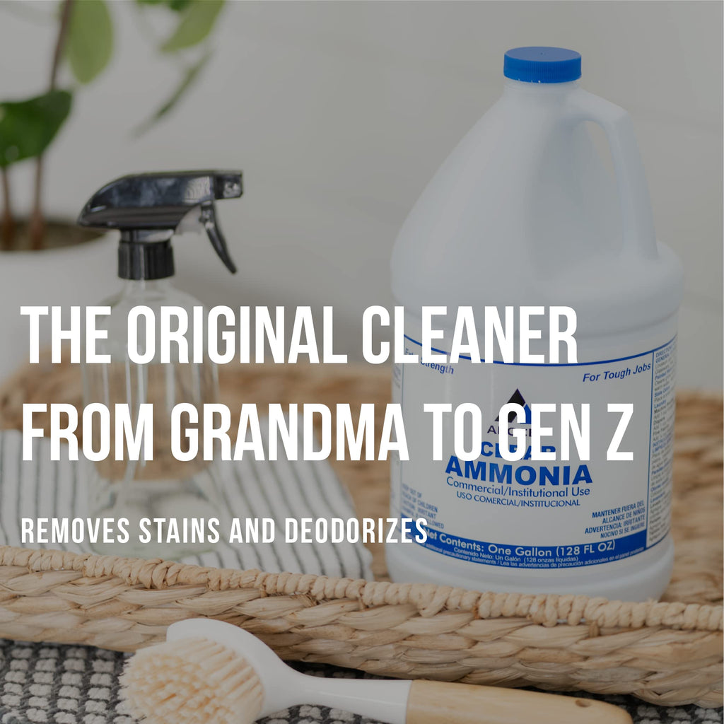 CPDI Clear Ammonia Cleaner Liquid, 2 Gallon, Multipurpose, Multi-Surface Cleaning Solution Removes Grease, Hard Water Stains, and Odors, Kitchen and Bathroom Use