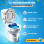 ACTIVE Automatic Toilet Bowl Cleaner Tablets Blue Gel Toilet Tank Cleaners, Septic-Safe Hard Water Ring Stain Remover, Smell Eliminator Heavy Duty Toilet Cleaning & Deodorizer, Fresh Scent - 12 Tabs