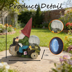 SAMPU CRAFT Garden Gnome on Motorcycle with Solar Powered Light,9.8IN