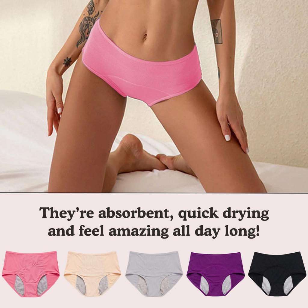 Everdries Washable & Reusable Incontinence Underwear for Women Over 60 - Leakproof, Discreet, Absorbent, Machine-Washable Panties (Original, 3XL, Pack of 5)