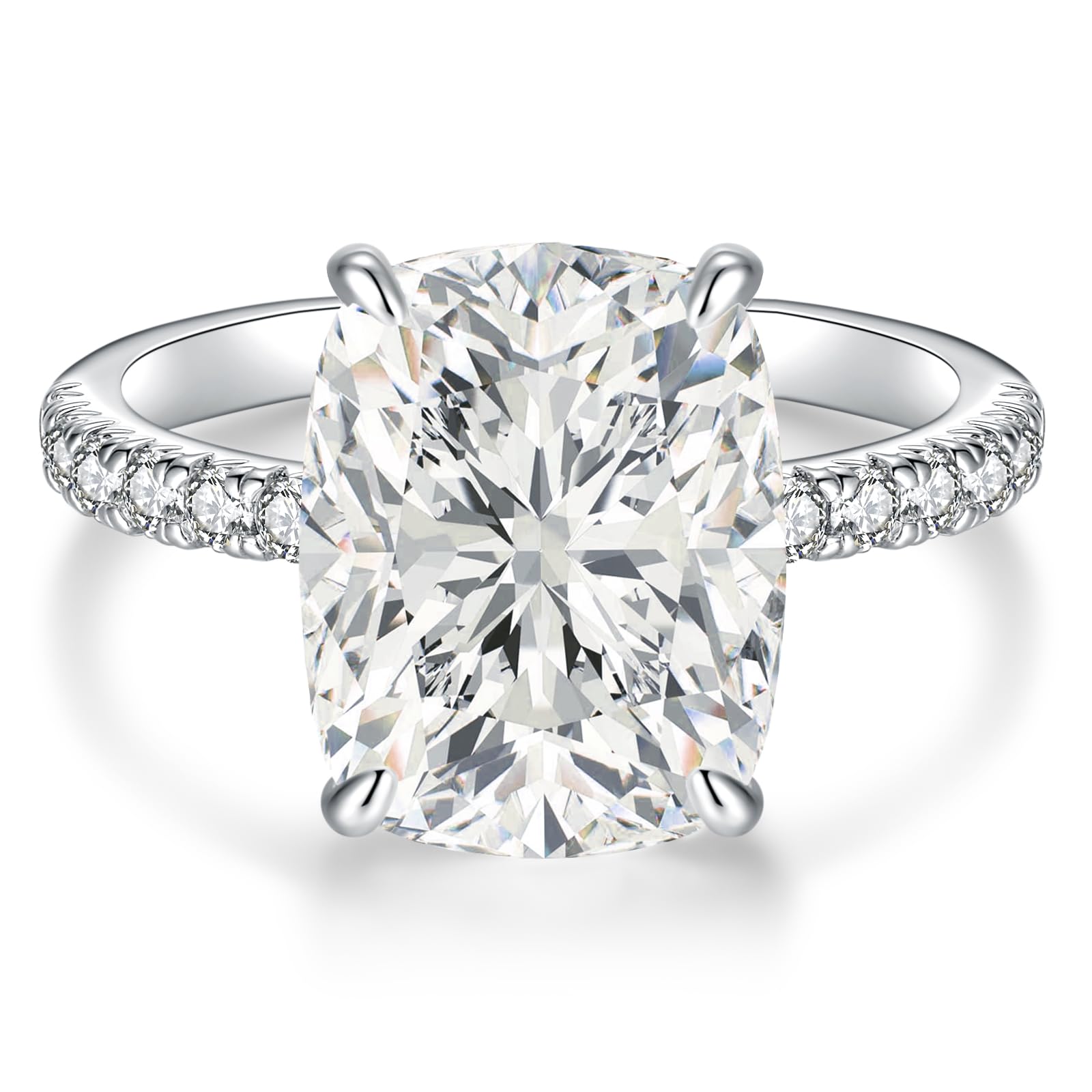 AVECON 5CT Elongated Cushion Cut Engagement Ring for Women, Travel Gift, 6