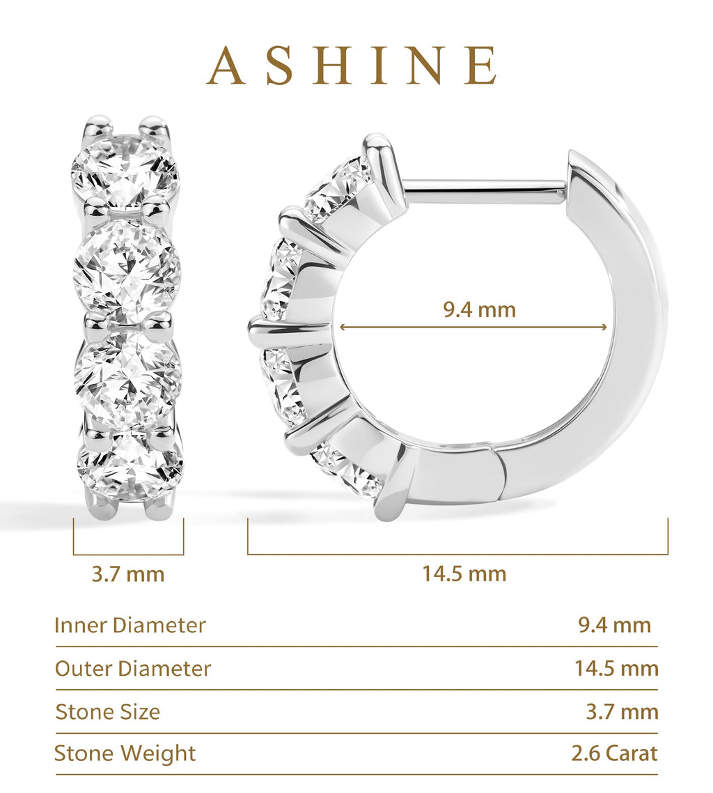 ASHINE Hoop Earrings for Women 14kt Gold Plated Small Hypoallergenic Trendy Stainless Steel Huggies Ear Rings Cartilage Piercing CZ Tiny Thick Second Hole Chunky Jewelry Everyday (White Gold,14.5mm)