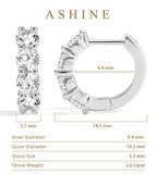 ASHINE Hoop Earrings for Women 14kt Gold Plated Small Hypoallergenic Trendy Stainless Steel Huggies Ear Rings Cartilage Piercing CZ Tiny Thick Second Hole Chunky Jewelry Everyday (White Gold,14.5mm)