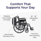 Drive Medical Cruiser III Lightweight Wheelchair - Enhanced Mobility Support - Adjustable Seat & Arm Options - Durable Carbon Steel Construction - Smooth-Rolling Mag Wheels - 20 Inch Seat