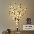 Hairui Lighted Brown Branches Battery Operated with Timer 32IN 100 LED Fairy Lights, Willow Branch Lights for Home Bedroom Fireplace Christmas Holiday Decoration Indoor Outdoor Use (Vase Excluded)