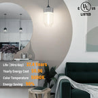 NOVELUX 11.8IN 1000LM 5000K Daylight White Light Bulbs E26 Base, T10 T9 Edison Bulbs Dimmable 8W, AC 120V 100 Watt Equal Filament Bulb, Vintage Clear Glass Long Tubular LED Bulb, UL Certified - 4Pack
