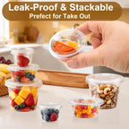 BYSNOW 360 Sets 5.5 oz Plastic Portion Cups with Lids, Small Clear Jello Shot Cup, Disposable Plastic Condiment Containers for Sauce, Salad Dressing, Snacks