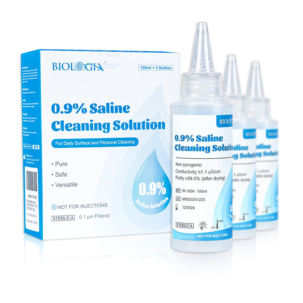 0.9% Saline Cleaning Solution, Normal Solution, Ready-to-Use for Daily Cleaning, Household Use, 100ml Each, 3 per Box, 300ml /10.56 FL OZ