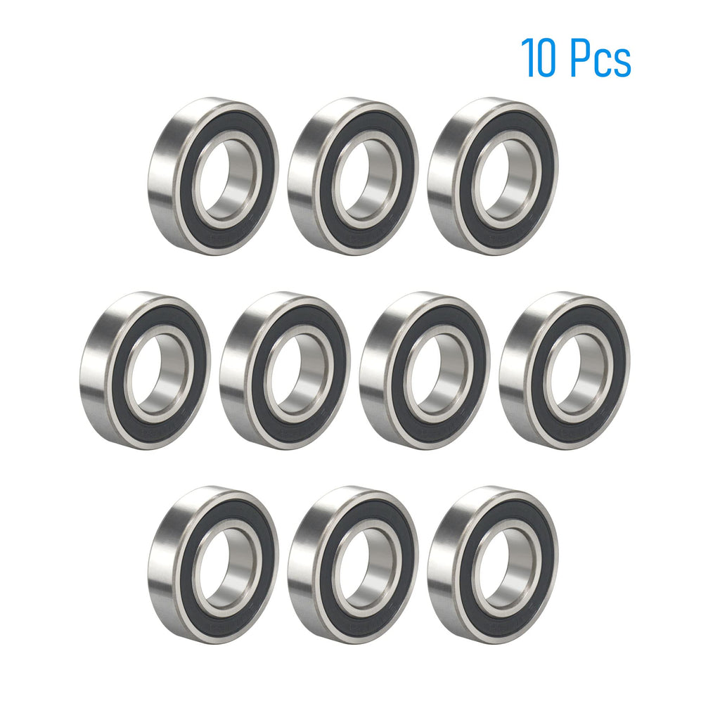 FOCMKEAS R10-2RS 10 PCS Deep Groove Ball Bearing ID 5/8"×OD 1-3/8 "×Width 11/32" Double Black Rubber Shielded Ball Bearing Chrome Steel P0 Z2 Bearing for Industrial Machine,Power Tools