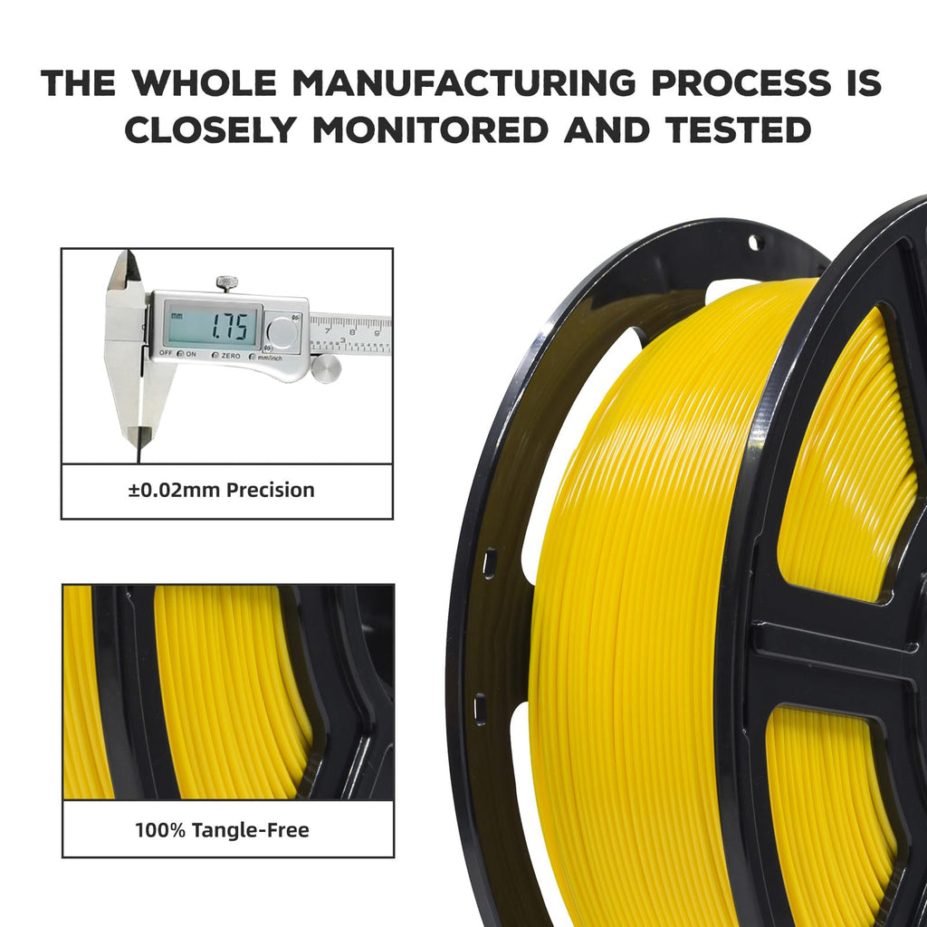 FLASHFORGE PLA Filament 1.75mm, 3D Printer Filament 1kg (2.2lbs) Spool, Dimensional Accuracy +/- 0.02mm, 3D Printing Filament Easy to Use and Fits for Most FDM 3D Printers (Yellow)