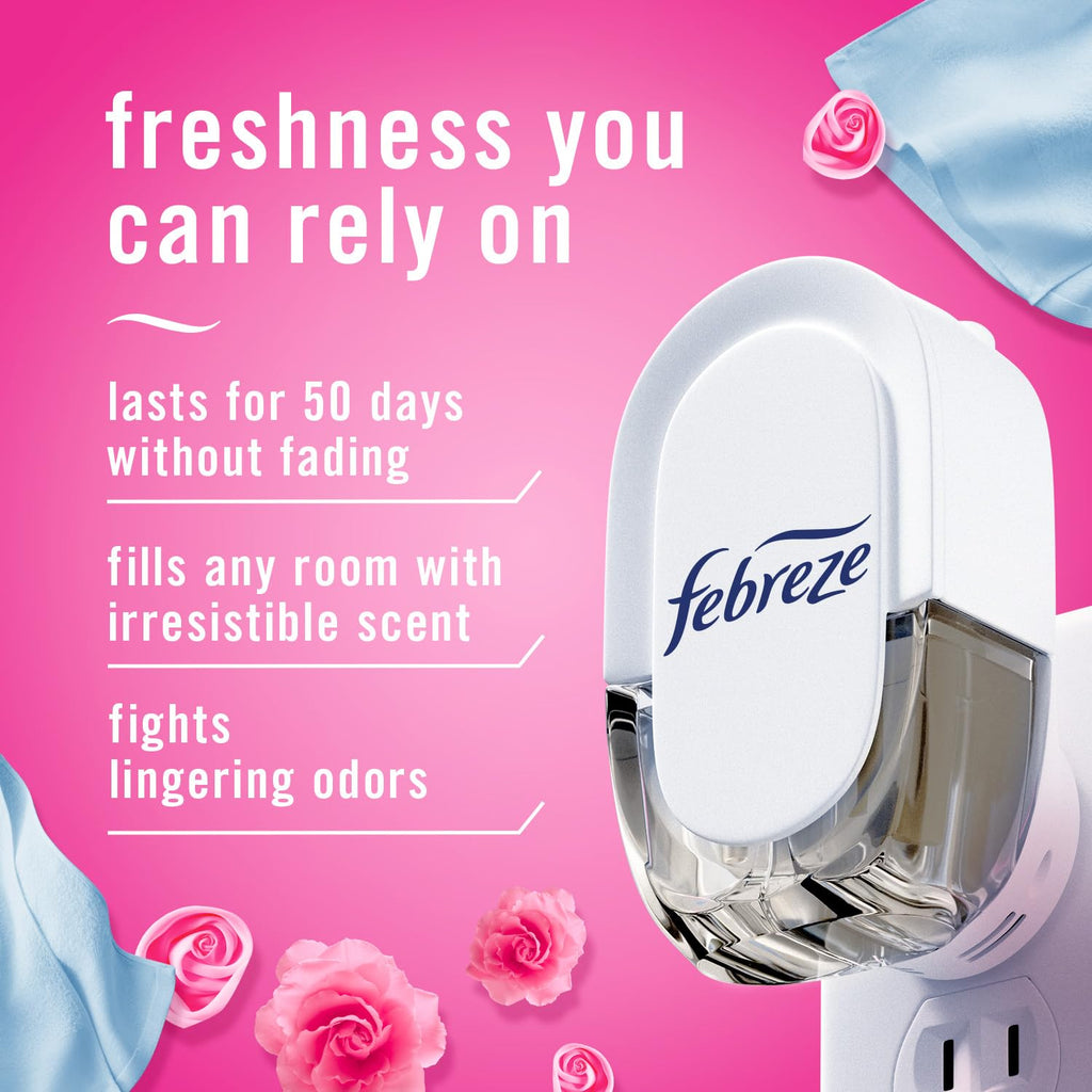 Febreze Plug-In Air Freshener, Odor-Fighting Scented Oil Refill, Air Fresheners for Home, Bathroom and Kitchen, Long Lasting, Downy April Fresh Scent, Cranberry, 0.87oz Refills, 3 Count